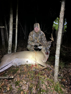Ted Orlandi of Alpena with his Hillman 11 point!  If you have a story lets hear it - Came out after does with his head down, gave me a 10 yard broadside shot but turned and gave me a harder shot. Closed the deal on my best friend’s birthday while he was sick and couldn’t hunt.