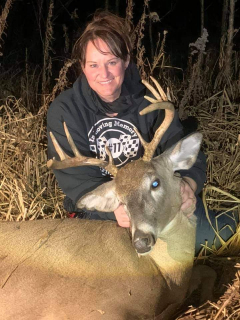 Angela Chrivia of Whittemore got an11 point buck in Sherman Township!