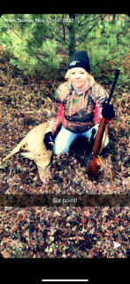 Carole Sheehan of Whittemore got her first deer!  Alabaster 6 Point!