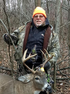 Thomas Alden of AuGres with his 10 point!  It Was 7:02 am just took a drink of coffee and when I put the thermos mug down and looked up he was staring right at me I couldn't even see his horns, I used the binoculars yup he's a shooter grabbed the rifle and he turned heading where the does bed and he stopped took the shot he went 40 yards down he went, my 1st 10 pointer