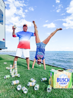 Tipping a few back with my Dad, Greg Grzegorczyk on the shores of Tawas Bay listening live to KJC Country!!!