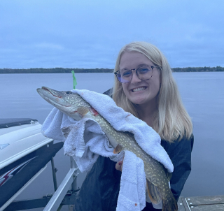 Hannah Riffel of Oscoda!  First pike of the year!