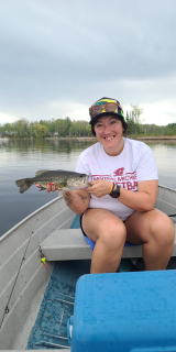 Jessica Weiss of Frankenmouth with her Bass - Billy the Bass