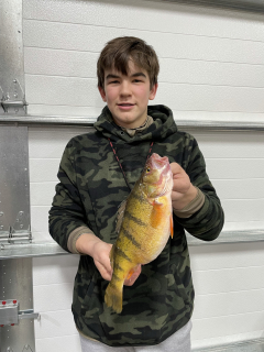 Austin Poirier of Morrice with his Perch