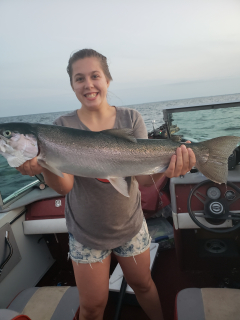 Brianna Loew of Tawas City with her Steelhead