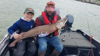 Easton Hayes of Webberville with his Muskie