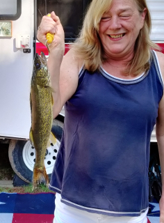 Kathi Gushen from Saginaw with her Walleye