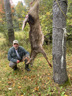 Vincent Saura of Saint Shores Bagged a 9 point in The Tawases!  Passed on 10 spike and as it was getting late two yearlings came into the food plot watching them for 10 minutes hoping that they would leave before dark so I could climb down from my tree, and then they both started staring behind them, never heard the buck approaching waited for a clean shot and took it at 33 yards, using a Barrnet Quadredge , piledriver bolts and Rage broad heads 