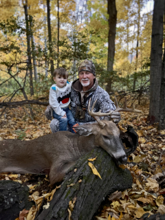 Matthew Boucher of Sebewaing bagged his 10 point in Tuscola County!  This was the first time my grandson got to come out and help track the deer. He followed the blood trail with his flashlight and was excited as I was to shoot it.!