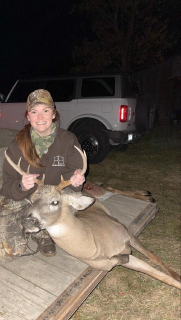 Whitney Badour of AuGres Bagged a Nice 8 point in Twining!  Buck was coming down a runway at 40 yards and stopped to look at the other deer in the field. Giving me seconds needed to take the shot.