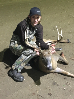 Mason Copeland of Cass City Bagged an 8 point in Tuscola County!  Was sitting in my stand for about an hour and he came trotting along and I stopped him and put an arrow through his heart, Didn’t go 20