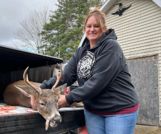 Angela Chrivia of Whittemore with her 7 point!