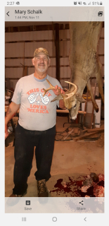 Paul Schalk of Rogers City with his 8 point!  Biggest buck with my bow 