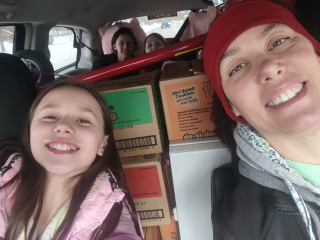 Olivia Rowden with Mom Jennifer Rowden, Oscoda!  On our way to a Girl Scout cookie booth at the Dow Event Center in Saginaw.