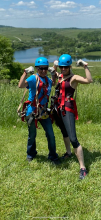 Christina Johnson with Mom Kathi Schlagel, AuGres!  Zip lining at the wilds 