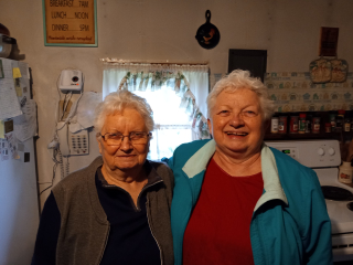 Debra Rice with Mom Eunice Ballard, Rhodes Mi.  Photo of us after taking Mom out for perch dinner just because she likes it. Sharing time with her is precious!