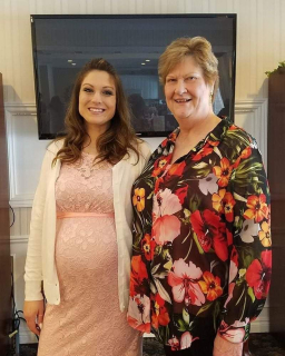 Krista Deichelbohrer with Mom Karen Deichelbohrer, Sterling Heights!   3 generations in this pic! Pregnant with Nora Rose 