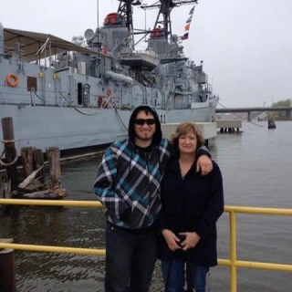 Eric Vanderlooven with Mom Leeann Vanderlooven, Sebewing!   For mothers day we went to tour the battleship in baycity 