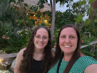 Elizabeth Brooks with Mom Rebecca Brooks, East Tawas.   Dressing up and going to dinner in Mexico.