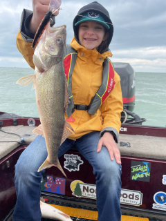 Daisey Miller of owasso with her Walleye on a bill Lewis crankbait 