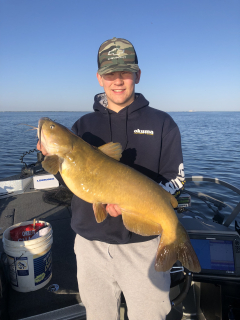 Austin Poirier of Morrice Michigan with a Catfish from Saginaw Bay!