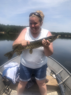 Tammy jennings of Hale Caught a Northern Pike at Loud Dam Pond!