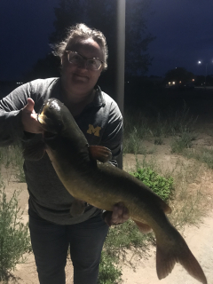 Vicky Evans of Oscoda caught a Catfish off the Oscoda Pier!