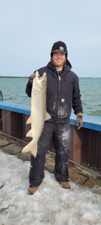 Gavin Robinson of Tawas City landed this Lake trout in Tawas City!