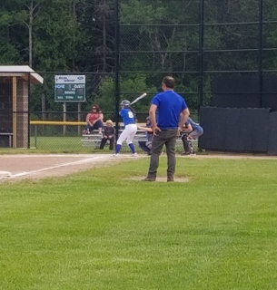 Elizabeth Brooks, East Tawas with Dad, Tony Brooks!  My dad as my coach for softball. He is the 3rd base coach as I am up to bat.