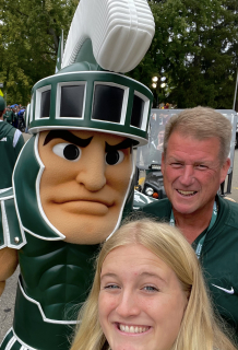 Hannah Riffel, Oscoda with Dad DaveRiffel.  Family Weekend at Michigan State! 