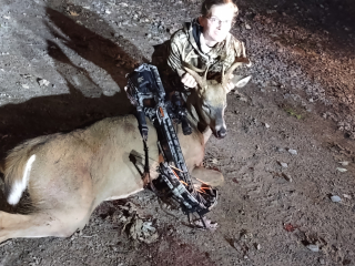 Shandra Currie of National City with her 8 point!   First buck in 15 years.