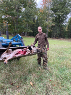 Cory abend from Ossineke with  his first buck with a bow!  Nice 8 point!
