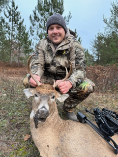 Kyle Wirt from Tawas  Bagged his 7 point in Tawas!  Right antler has 3 point but it’s hard to tell in picture.