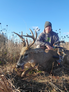 Matthew Lubeski from Owendale Bagged his 11 point in Ubly!   Had this one on camera a week before, took 4 sits before he finally came in and presented a clean shot at 20 yds. Ran 150yds before expiring. Dressed at 190lbs 
