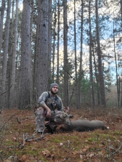 Nathaniel Gilbert from East Tawas bagged his 4 point in Hale!  Exhausted from the 80yard drag, yet happy to put meat in the freezer 