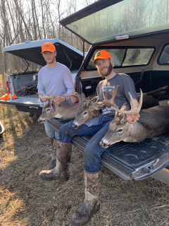 Greg Blust from Grayling bagged two 8 pointers in Alabaster!  Shot the first 8pt closest to the camera at 7:10am and shot the second 8pt at 8:57. Second time ever tagging out. Forsure one to remember. 