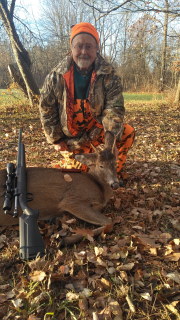 Bill Jones from National City Bagged a two point in Lapeer!  My son got me out to the blind and sat with me. We had a spike buck about 200 yards out in front of us, we watched him work his way to about 50 yards away, my son blew on a grunt tube to try and get him to stop. He did and imade a great shot and he went right down.