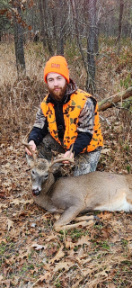 Tyler Henry baggs an 8 point in Oscoda Area!   He was the first only deer that came in that morning. He popped out at 55 yards behind some trees at 8:50 A.M. and waited 2 minutes for him to go 15 yards to finally give me a shot. I shot and he turned and ran straight towards my blind and then dropped at 20 yards. Cover Photo Photo Details 