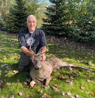 Rick Thompson from Tawas City bagged his 6 point in Tawas City!  Waited all morning seeing nothing but fawns and this one literally walked up behind me. Never heard him coming.