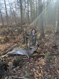Julia Borysiak from Dundee baged a 3 point in Ogemaw County!   This was my very first time ever deer hunting! I’m hooked for life!
