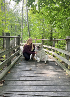 Riley Beauchamp and Nova from Oscoda, This is a picture of me and my dog because she is my sweetheart. 