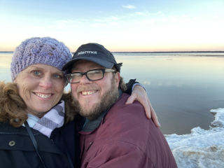 Jennifer Alvenus & Phil Albosta of East Tawas!  A frozen walk at the point