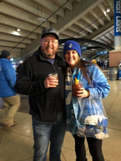 KEITH AND BECKY EDMONDS FROM AUGRES CELEBRATING HIS BIRTHDAY A FEW YRS AGO LIONS 