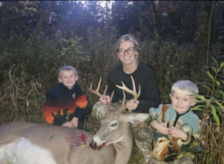 Stephanie Osborn of Tawas City Bagged a nice 10 point!  My husband, Cameron, and I took our two sons out to the blind for a family hunt and saw a few bucks, including two shooters. I let one go and about 10 minutes later my target buck came in and I was able to shoot him with my husband and sons watching. We had a great hunt and made memories to last a lifetime. 