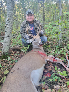 Jason Kramer of Bay City bagged his 8 point in Alger!   I made, what most would consider, a great shot on this buck through vital organs. Ironically, I never found any blood until I found the deer in the woods over 150 yards away. A very difficult track. I almost gave up hope until I saw it laying there in front of me. I was grateful that God blessed me to find this deer. It was a tough find with no bleeding from the deer. I was hunting with my good friend Tom and can't thank him enough and could not have done it without him. 