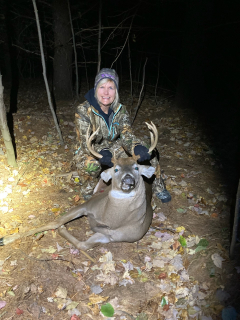 LeAnn O'neil of West Branch Bagged an 8 point in Ogemaw County! Many sits before and passing smaller bucks (very hard lol) but truly enjoyed watching the deer and turkeys!! 