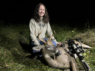 Gabby Jimkoski of Filion baged an 8 point in Huron County!   This was my first buck using a crossbow, went about 100 yards. 