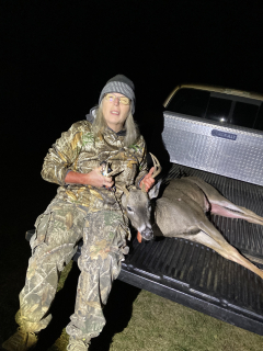 Peggy Pringle from AuGres pictured here with her Arenac County 6 point!
