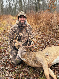 Micah Jordan from East Tawas bagged his  9 point in Iosco County!  I have been chasing this buck for 2 seasons always being one step behind, but was able to catch up with him finally the day before the gun opener! Super blessed to be able to have such a history with one particular deer, poor guy also had porcupine quills in his nose! 