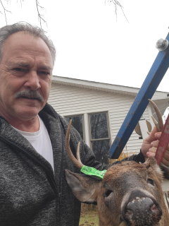 Walter Sanborn from East Tawas bagged a six point in Alcona County!  My brother already shot two 8 points, so I thought my chances blew with the wind, However this 6 point stepped in to my sights, shot at 75 yards with my new 30.06 I won last year in Alpena Rotary club 